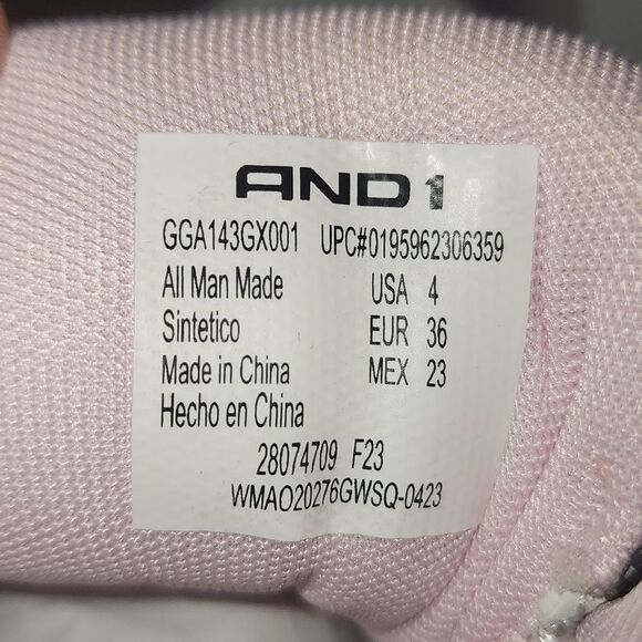 AND1 Big Girl High Top Basketball Sneakers Size 4 - Picture 9 of 10